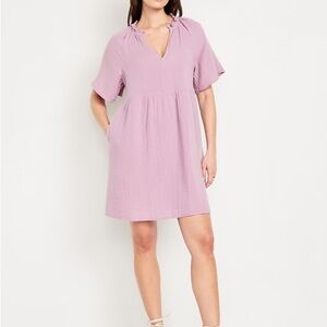 NWT Lavender Splitneck Mini Swing V-Neck Dress